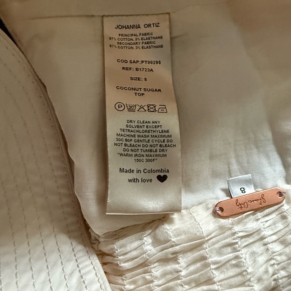 Johanna Ortiz Cream Ruffle Coconut Sugar Crop Top size 8 $450 - Picture 15 of 15